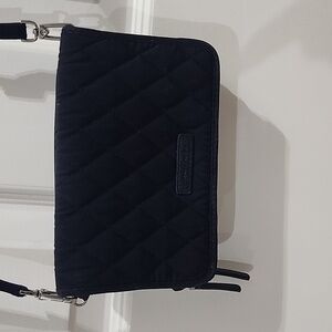 Vera Bradley Blue Quilted Crossbody Multi Pocket Zip Around Purse Wallet  RFID